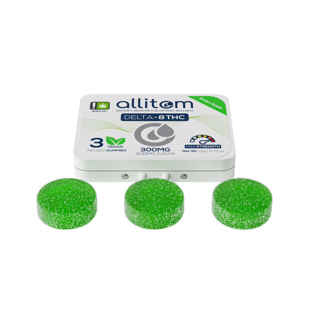 Allitom - Delta-8 THC Vegan Gummy 3 Pack Tin