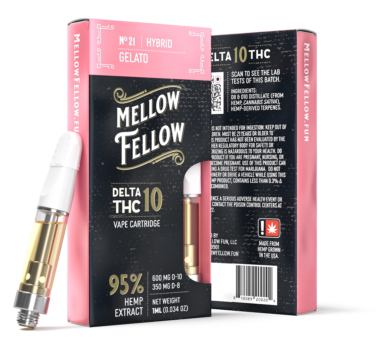 MELLOW FELLOW DELTA 10 VAPE CARTRIDGE 950MG - DISPLAY OF 6CT