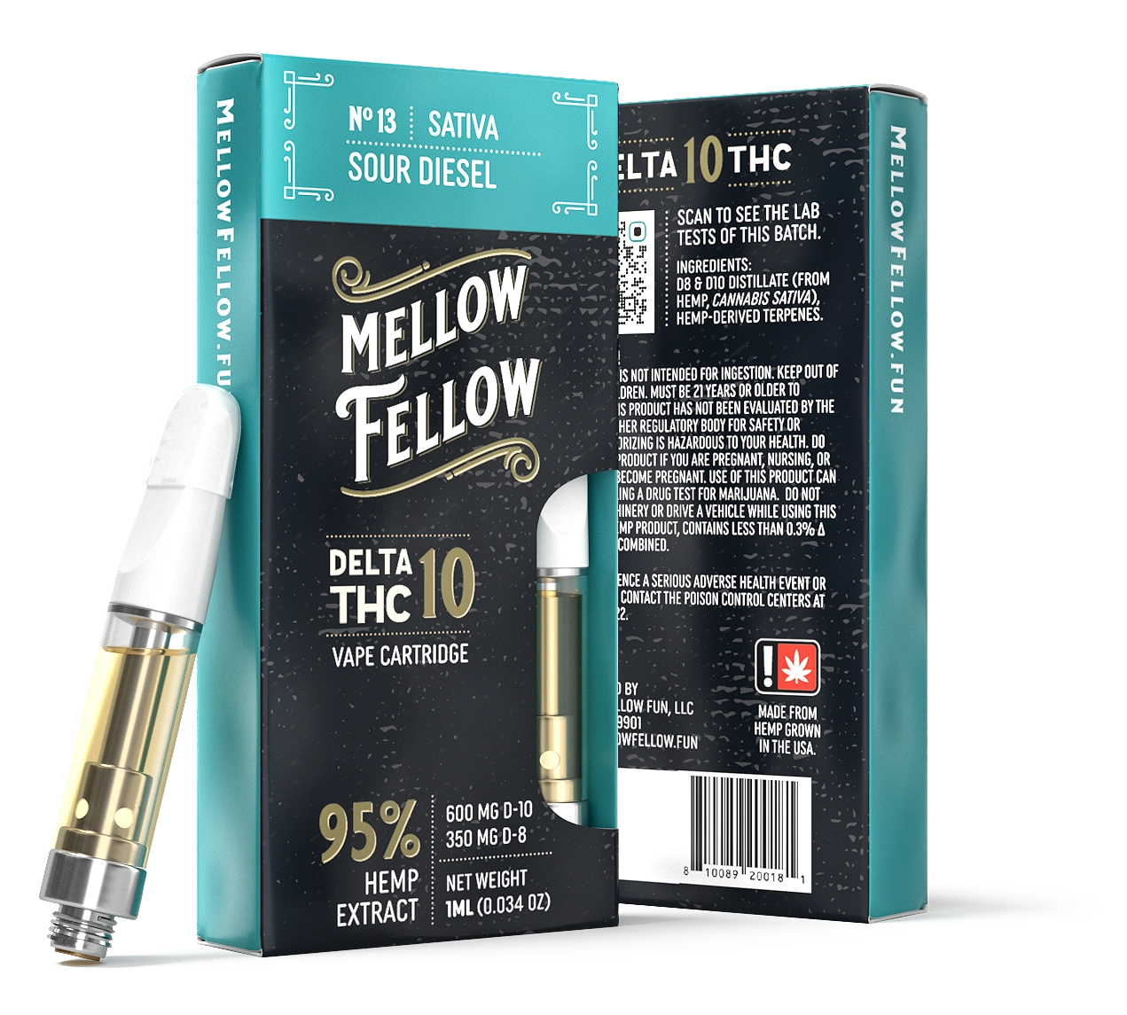 MELLOW FELLOW DELTA 10 VAPE CARTRIDGE 950MG - DISPLAY OF 6CT