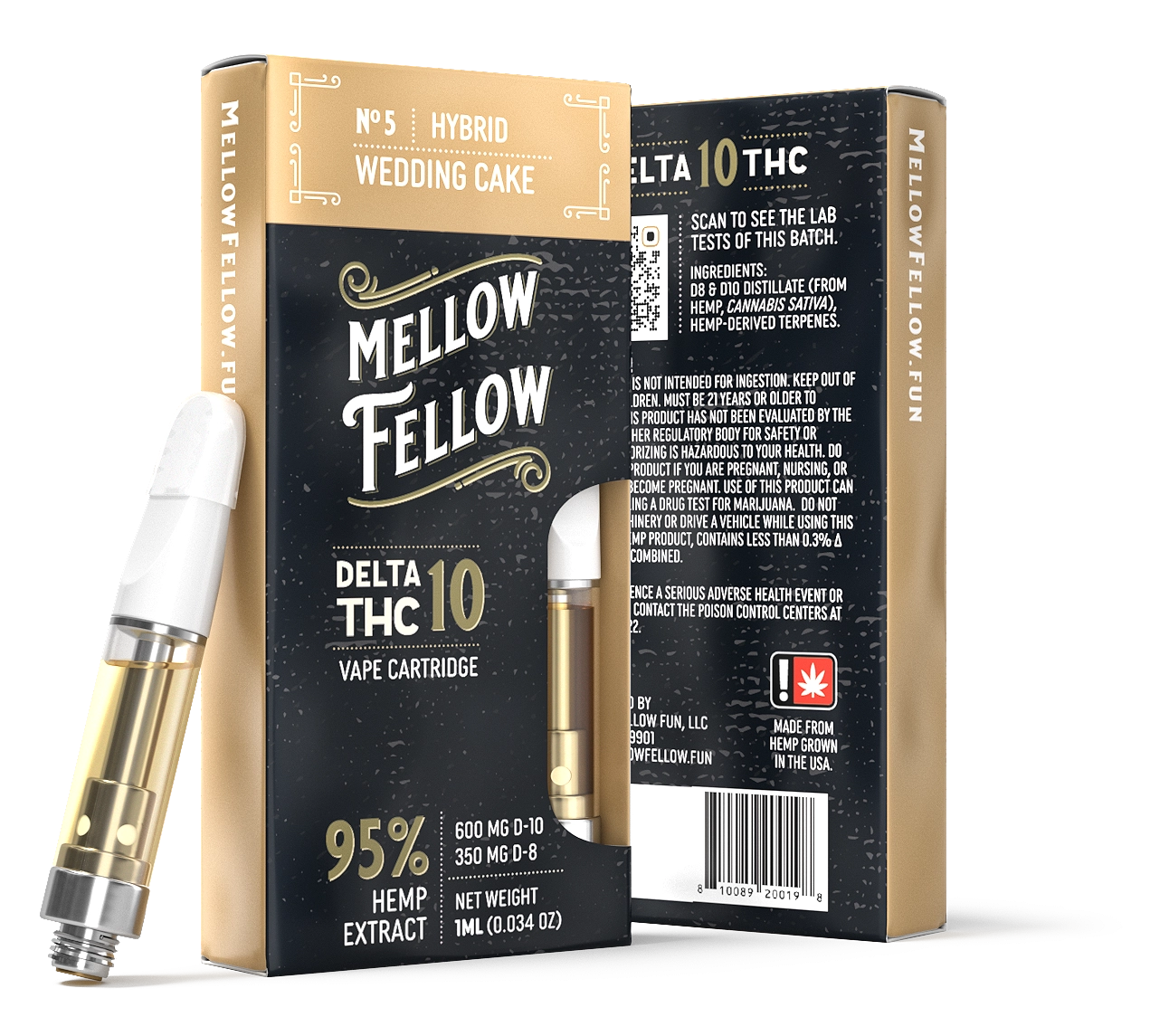 MELLOW FELLOW DELTA 10 VAPE CARTRIDGE 950MG - DISPLAY OF 6CT