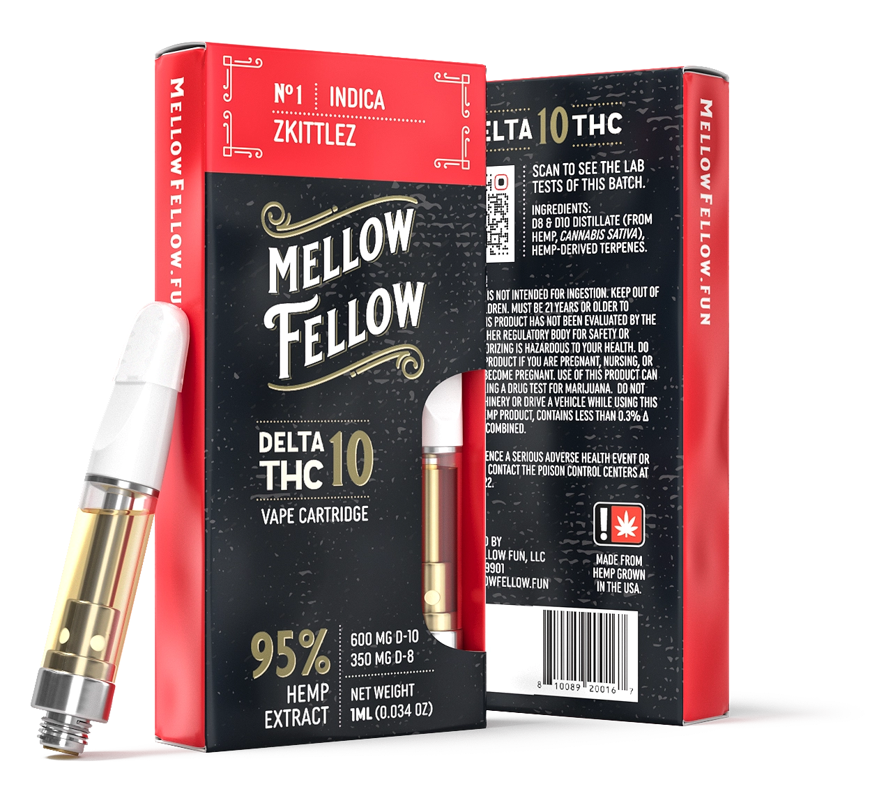 MELLOW FELLOW DELTA 10 VAPE CARTRIDGE 950MG - DISPLAY OF 6CT