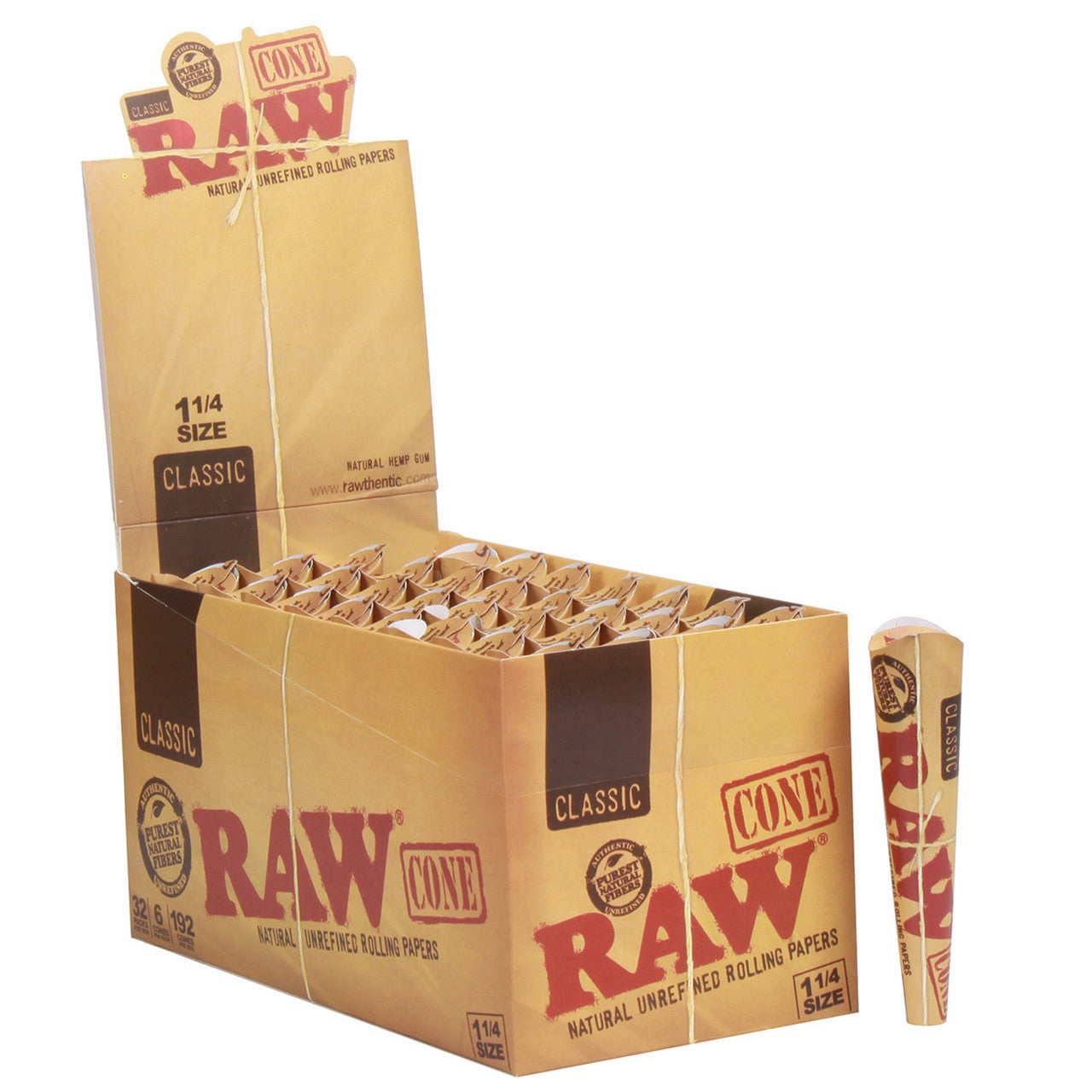 Raw - Classic 1 ¼ 6 pack Cones -32CT Display