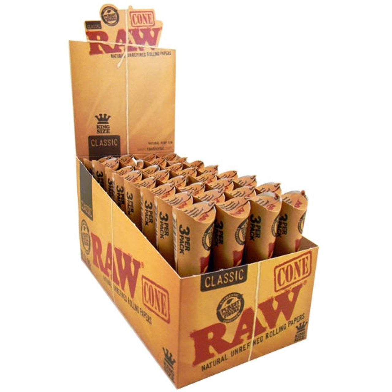 Raw - Classic King Size 3 pack Cones -32CT Display