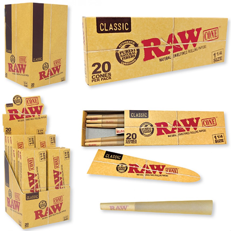 Raw - Classic 1 ¼ 20 pack cones -12CT Display