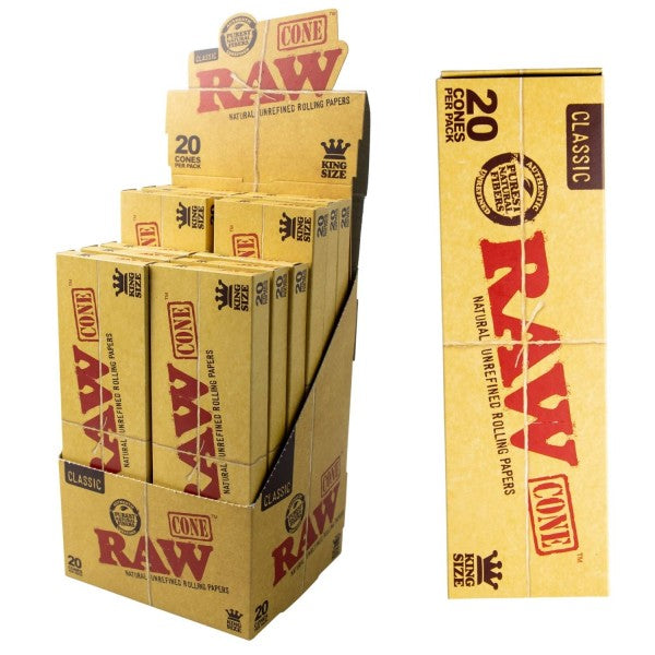 Raw - Classic King Size 20 pack cones -12CT Display