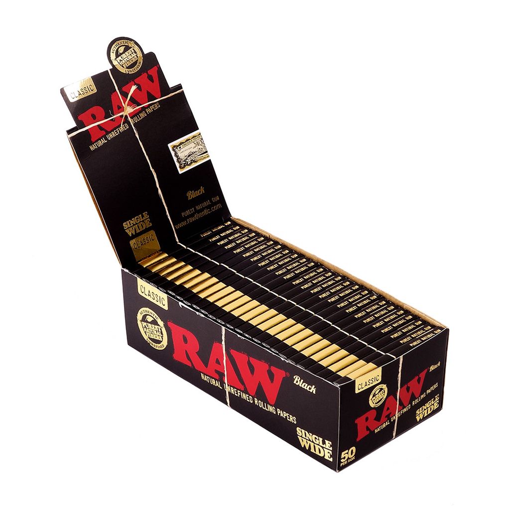 Raw - Black Single Wide Papers -50CT Display