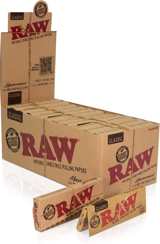 -Raw 1 ¼ Classic Masterpiece Rolling Papers -24CT Display