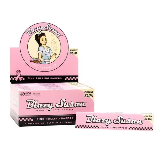 Blazy Suzan - King Size Slim Pink Paper - 50ct Display
