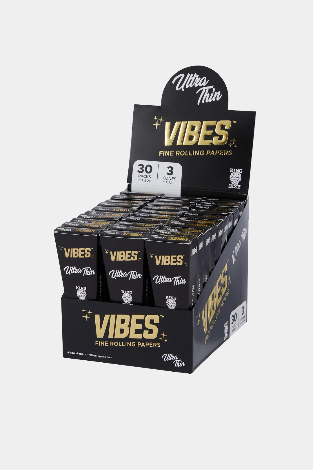 Vibes - Ultra Thin King Size Cone 3pk -40CT Display