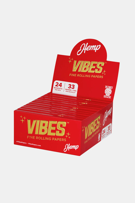 Vibes - Hemp King Size Paper + Tips - 24CT Display